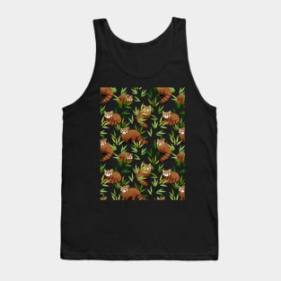 Red Panda & Bamboo Leaves Pattern Tank Top